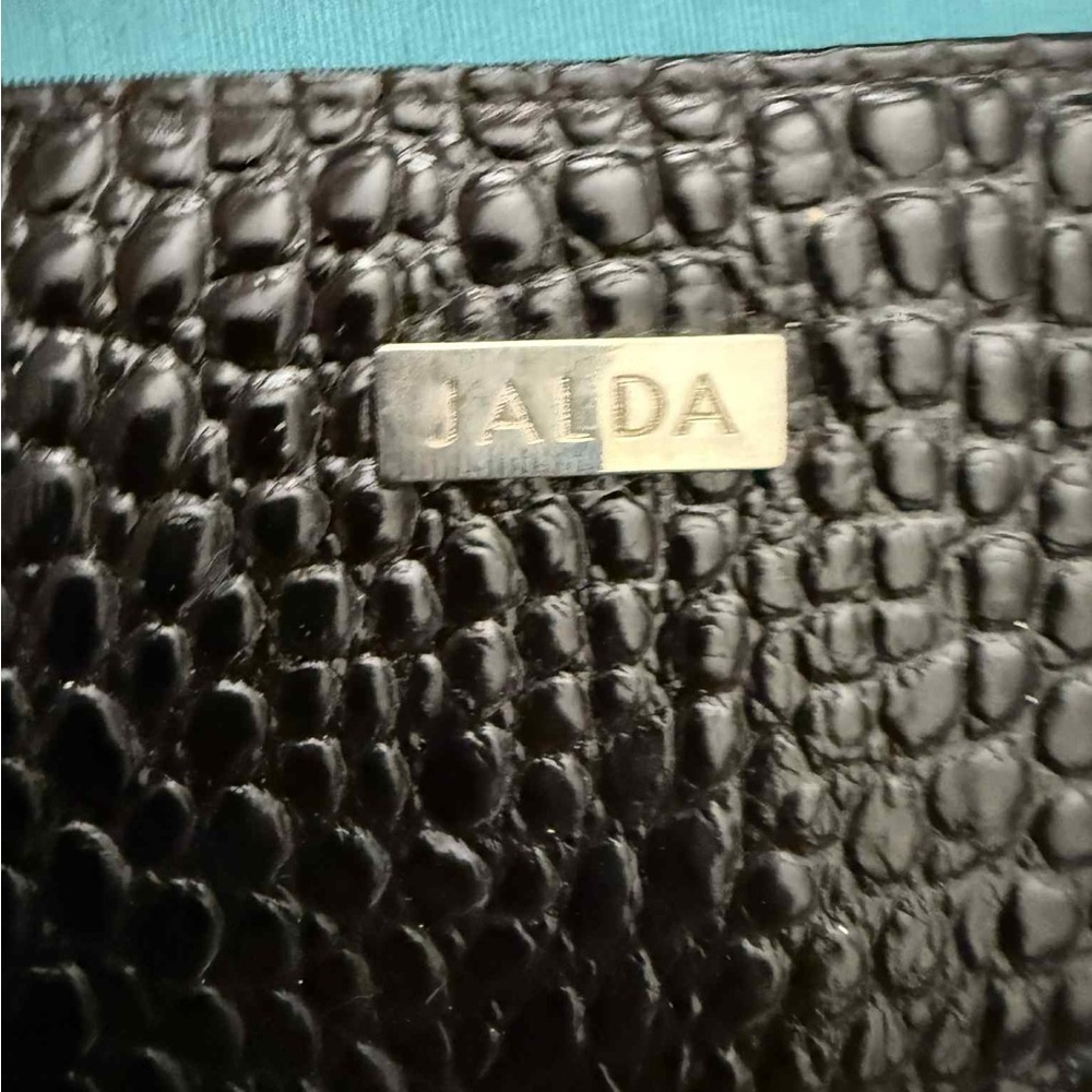 Jalda Black Crocodile Embossed Clutch
